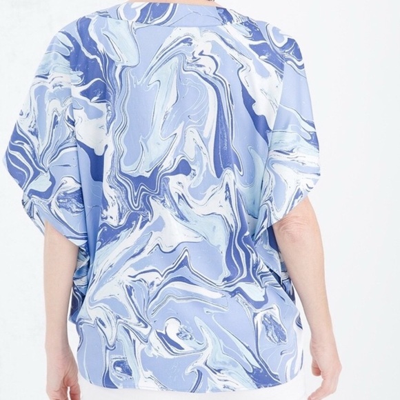 Chicos Marble Stone Paint Swirl Dolman Sleeve Front Tie Knot Tunic Blouse - Picture 3 of 10